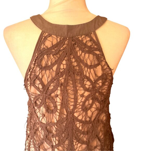 Modcloth  RYU Brown Crochet Sleeveless Dress Boho Chic Fairycore SZ L - Picture 7 of 13